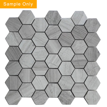 Wooden White Hexagon Honed Marble Mosaic Wall Tile - Sample (Product Shown is Full Size)