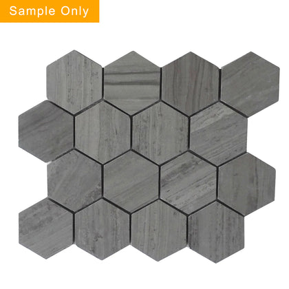 3-in Athens Gray Hexagon Honed Mosaic Floor and Wall Tile - Sample (Product Shown is Full Size)