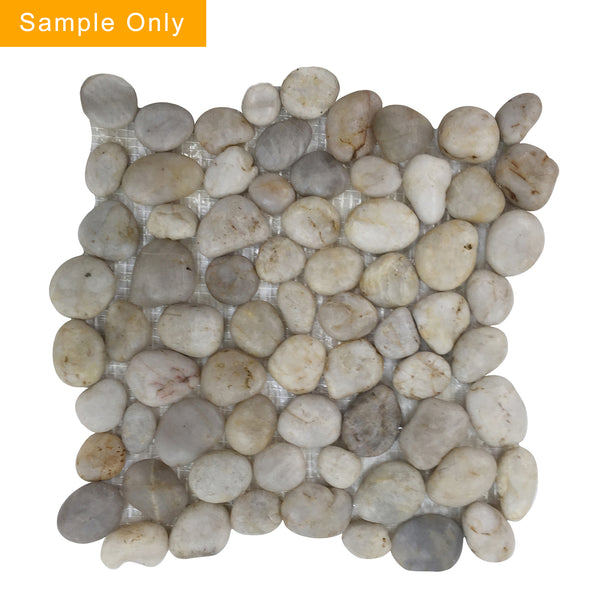 Silver Wheat Pebble Mosaic Floor Tile - Sample (Product Shown is Full Size)