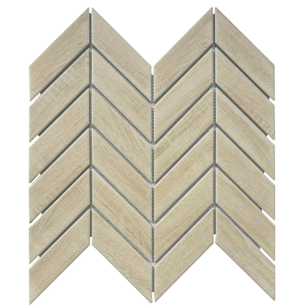 Wood Look Textured Chevron 11-in x 11-in Porcelain Mosaic Floor and Wall Tile(0.84-sq. ft/ Piece)