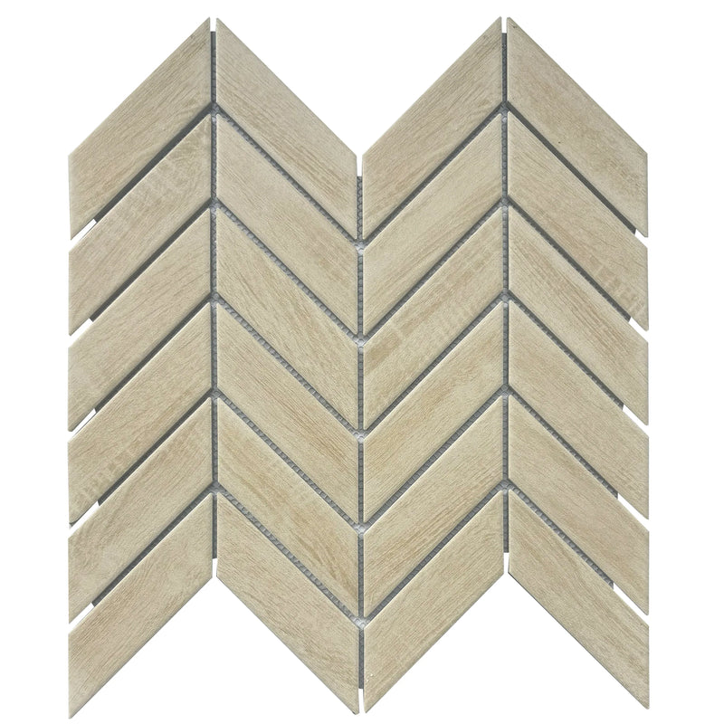 Wood Look Textured Chevron 11-in x 11-in Porcelain Mosaic Floor and Wall Tile( 12.6 sq. ft. /Box )