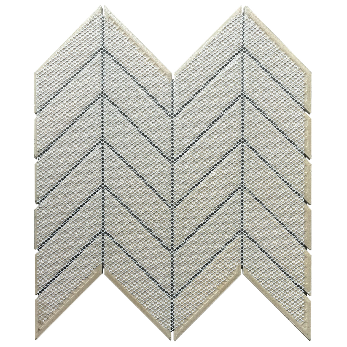  Backside of Wood Look Chevron Mosaic Tile – mesh-mounted porcelain sheet