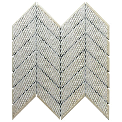  Backside of Wood Look Chevron Mosaic Tile – mesh-mounted porcelain sheet