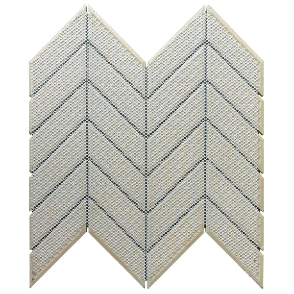  Backside of Wood Look Chevron Mosaic Tile – mesh-mounted porcelain sheet