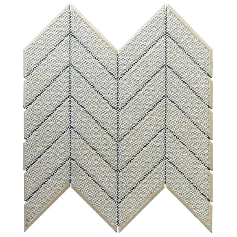  Backside of Wood Look Chevron Mosaic Tile – mesh-mounted porcelain sheet