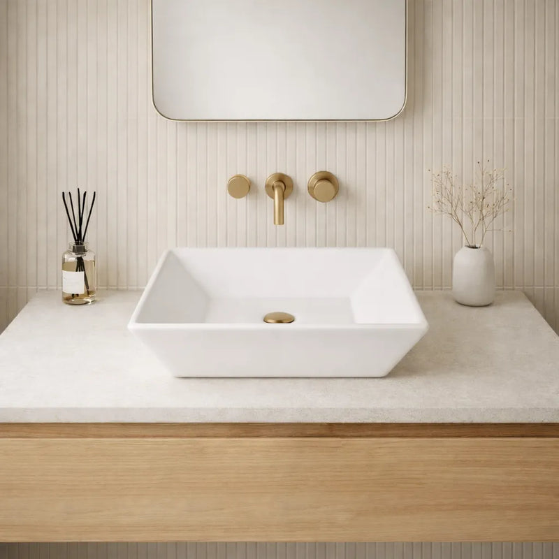16" x 16" x 5" Square Modern White Ceramic Bathroom Vessel Sink