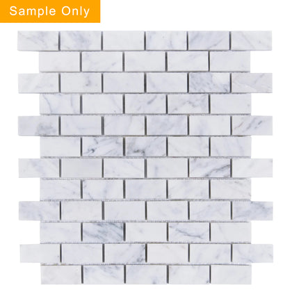 Carrara White Polished Brick Marble Mosaic Floor and Wall Tile - Sample (Product Shown is Full Size)