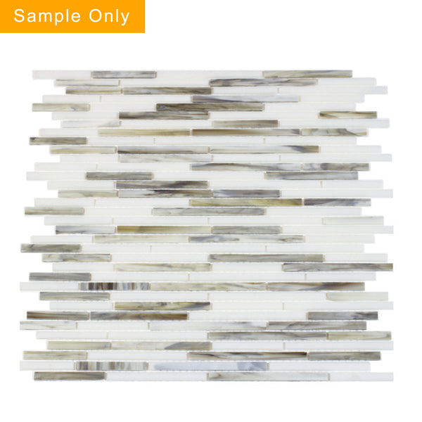 Silver Weave Random Strip Glass Mix Glass Mosaic Wall Tile - Sample (Product Shown is Full Size)