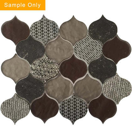3-in Decorative Droplet arabesque Lantern Marble & Glass Mosaic Wall Tile - Sample (Product Shown is Full Size)
