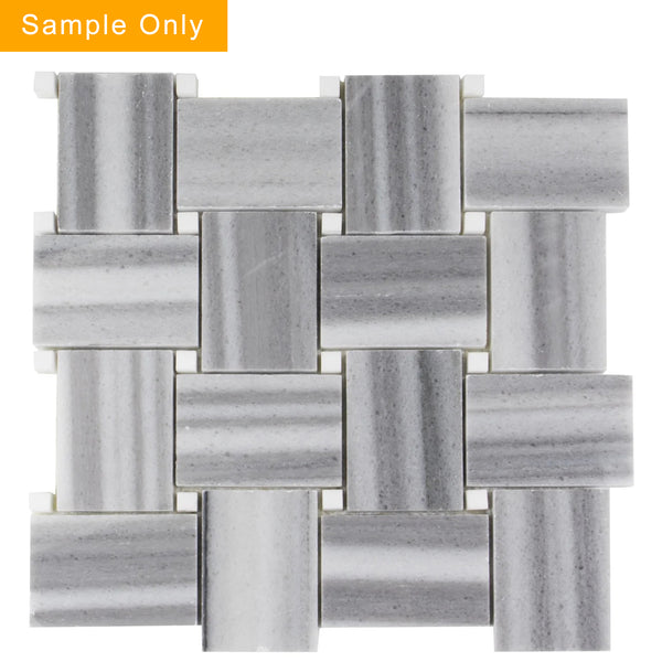 Zebra Basketweave Polished Marble Mosaic Floor and Wall Tile - Sample (Product Shown is Full Size)