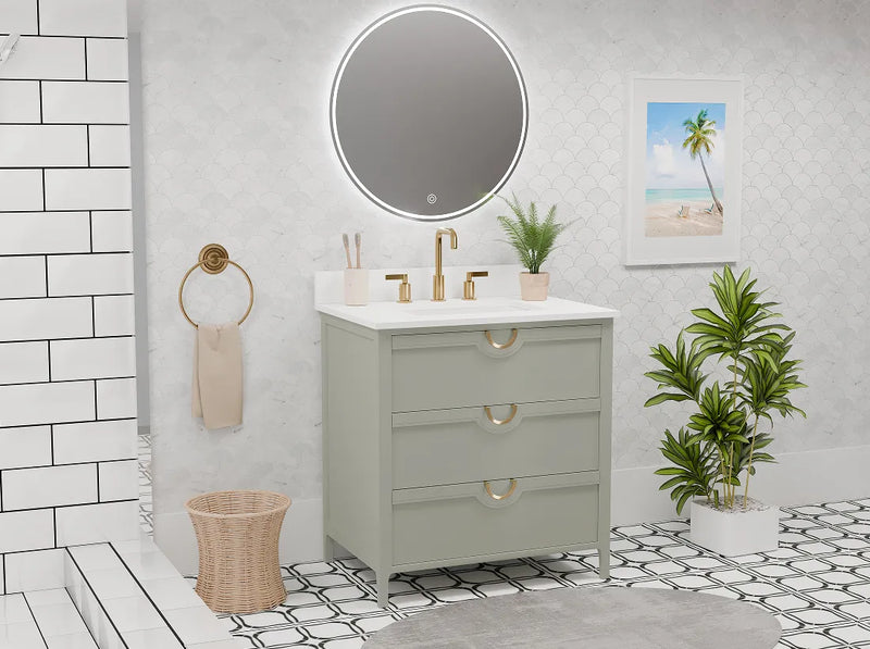 Yulan 30" Single Vanity With Pure White Quartz Top
