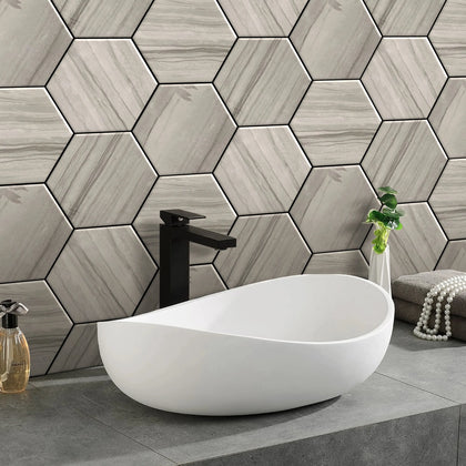 6-in Athens Gray Hexagon 12-in x 10-in Honed Mosaic Floor and Wall Tile( 4.15 sq. ft. /Box )