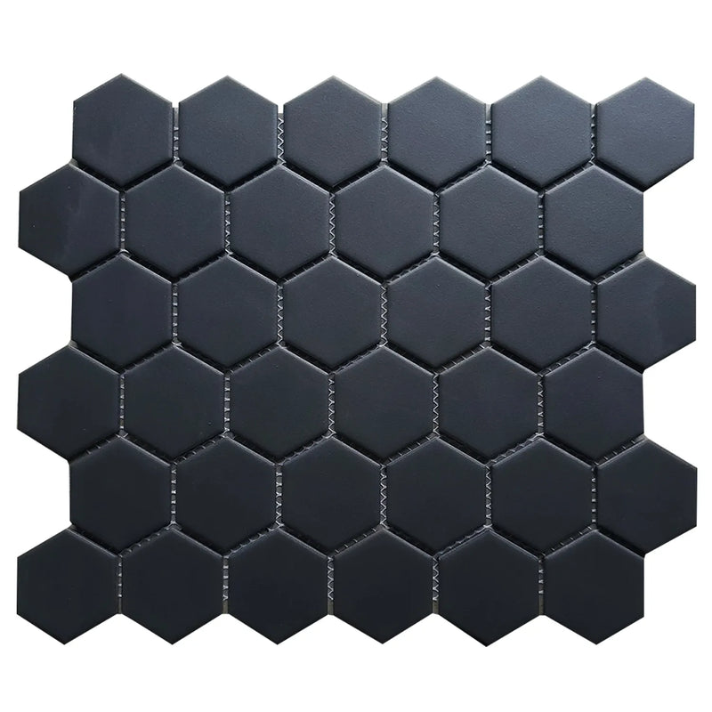 Black - 2-in Hexagon 13-in x 11-in Matte Porcelain Mosaic Floor and Wall Tile( 19.86 sq. ft. /Box )