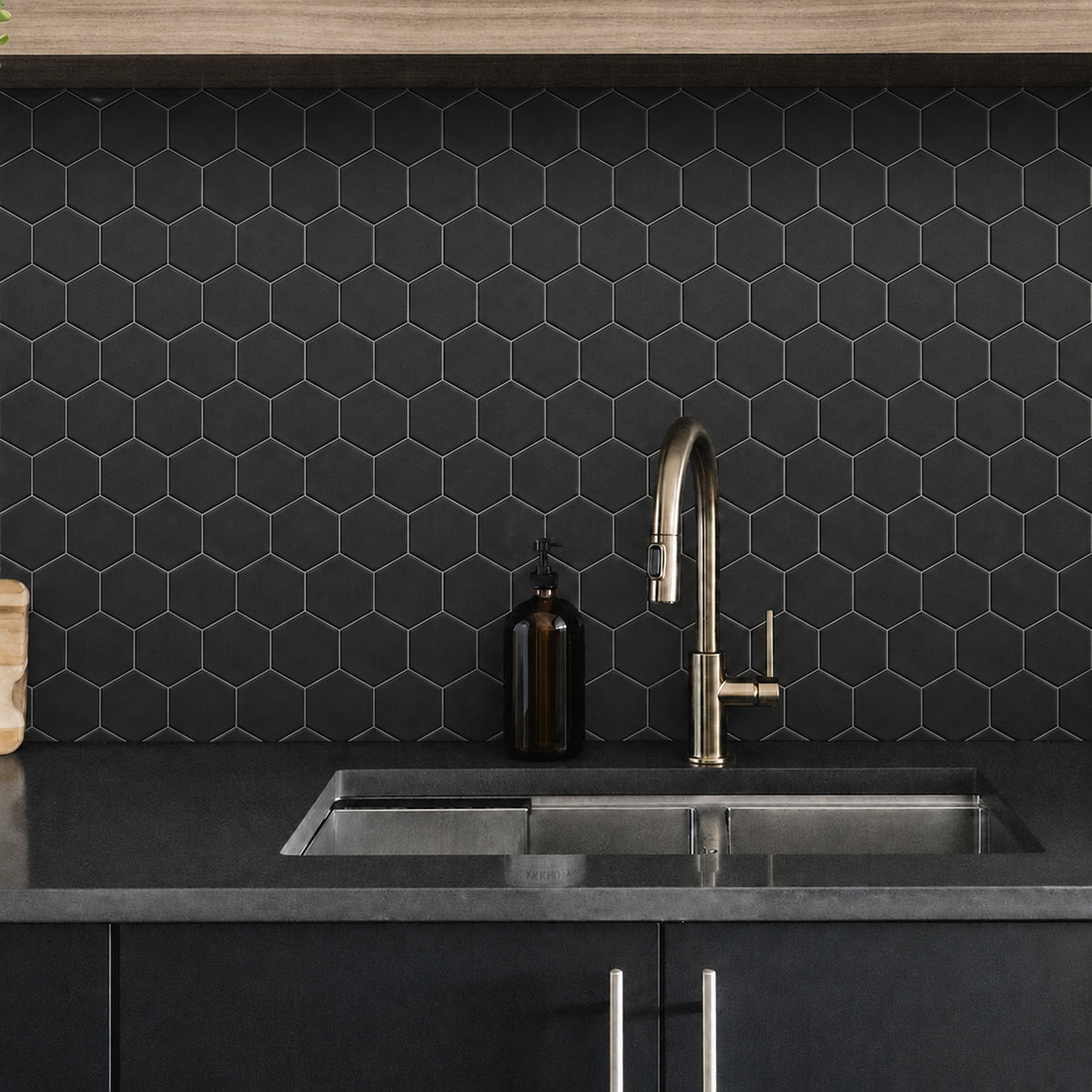 Black - 2-in Hexagon 13-in x 11-in Matte Porcelain Mosaic Floor and Wall Tile( 20 sq. ft. /Box )