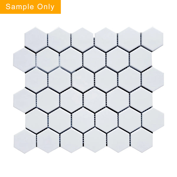 Soft Gray Hexagon Matte Porcelain Mosaic Floor and Wall Tile - Sample (Product Shown is Full Size)
