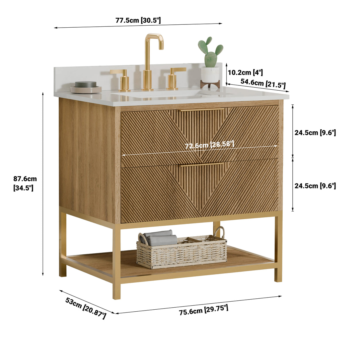 Waymart 30" Single Vanity With Pure White Quartz Top