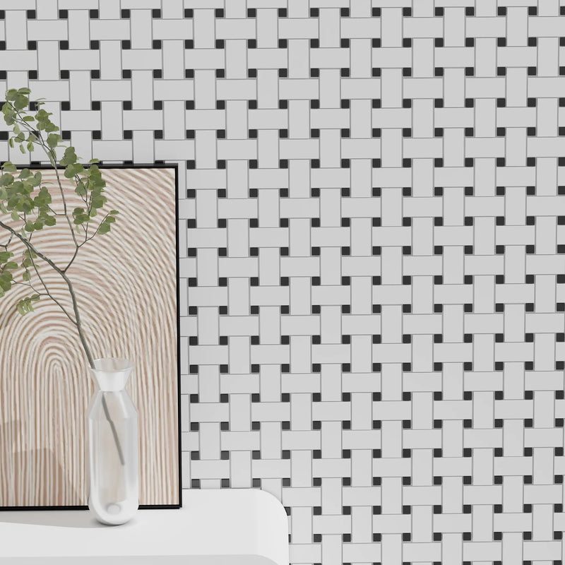 Basketweave - 12-in x 12-in Porcelain Matte & Satin Glazed Mosaic Floor and Wall Tile( 20 sq. ft. /Box )