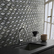Silver Cubes Pattern 12-in x 12-1/2-in Glass Mosaic Wall Tile( 15.6 sq. ft. /Box )