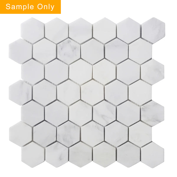 2-in Oriental White Hexagon Honed Marble Mosaic Floor and Wall Tile - Sample (Product Shown is Full Size)