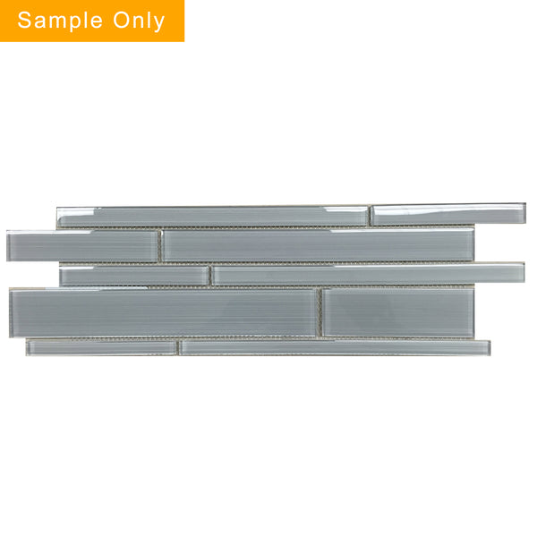 Ice Denim Glass Mix Random Strip Mosaic Wall Tile - Sample (Product Shown is Full Size)