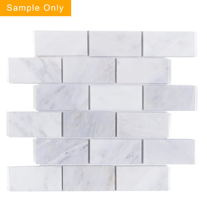 Brick Oriental White Polished Marble Mosaic Wall Tile - Sample (Product Shown is Full Size)