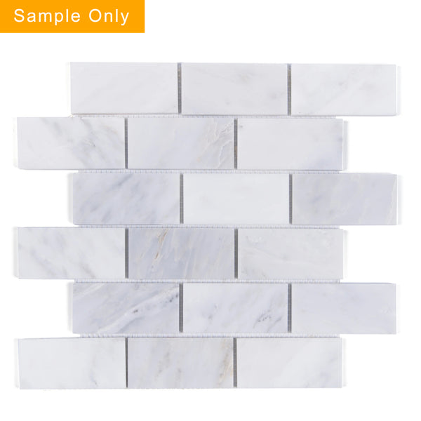 Brick Oriental White Polished Marble Mosaic Wall Tile - Sample (Product Shown is Full Size)