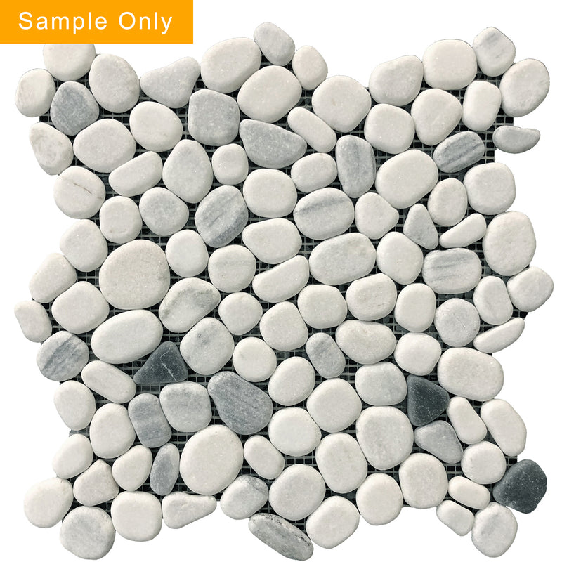 Chinese Zebra Flat Pebble Marble Mosaic Floor Tile - Sample (Product Shown is Full Size)