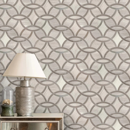 WW & Athens Gray Interlocking Circles 9-1/2-in x 14-1/2-in Polished Waterjet Mosaic Floor and Wall Tile( 4.8 sq. ft. /Box )