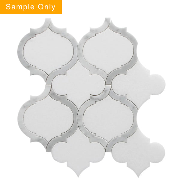 Marrakesh - Carrara White & Thassos White Waterjet Mosaic Floor and Wall Tile - Sample (Product Shown is Full Size)
