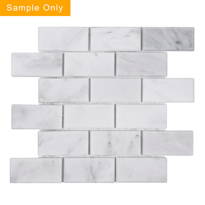 Bevel Brick Oriental White Polished Marble Mosaic Wall Tile - Sample (Product Shown is Full Size)