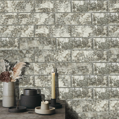 4-in x 12-in Antique Mirror Beveled Mosaic Wall Tile( 6.6 sq. ft. /Box )