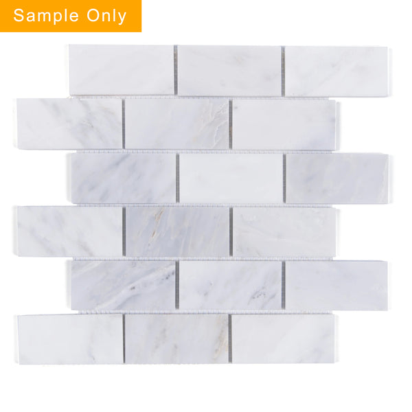 Brick Oriental White Honed Marble Mosaic Wall Tile - Sample (Product Shown is Full Size)