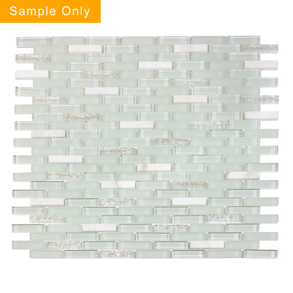 Ballentine Marble & Glass Mix Random Strip Mosaic Wall Tile - Sample (Product Shown is Full Size)