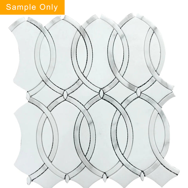 Thassos with Carrara White Waterjet Mosaic Floor and Wall Tile - Sample (Product Shown is Full Size)