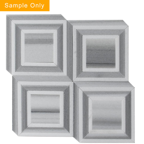 Zebra & Thassos White Marble Waterjet Mosaic Floor and Wall Tile - Sample (Product Shown is Full Size)