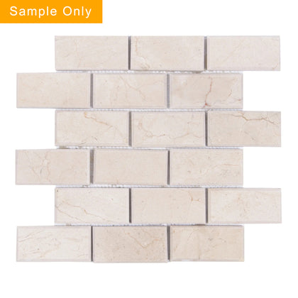 Cream Marfil Bevel Brick Polished Marble Mosaic Wall Tile - Sample (Product Shown is Full Size)
