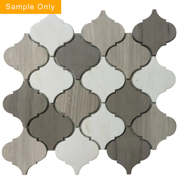 4-in Gris Garden Lantern Mixed Marble Mosaic Wall Tile - Sample (Product Shown is Full Size)
