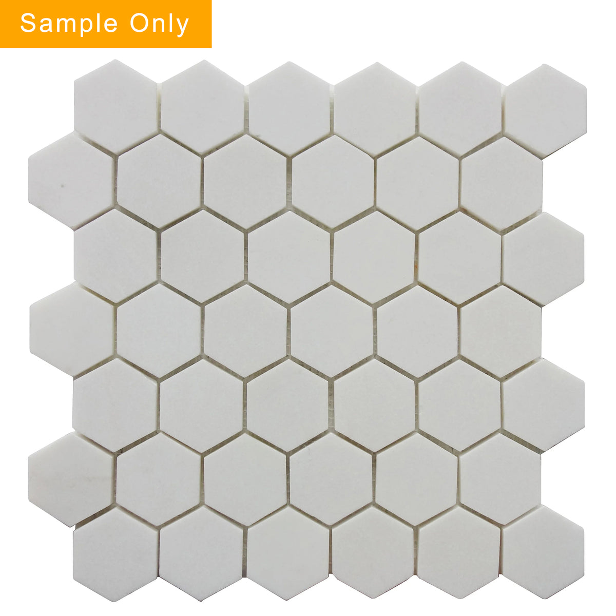 2-in Thassos White Hexagon Polished Marble Mosaic Floor and Wall Tile - Sample (Product Shown is Full Size)
