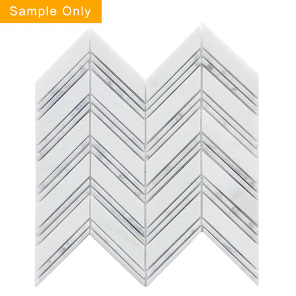 Carrara & Oriental White Chevron Polished  Marble Mosaic Wall Tile - Sample (Product Shown is Full Size)