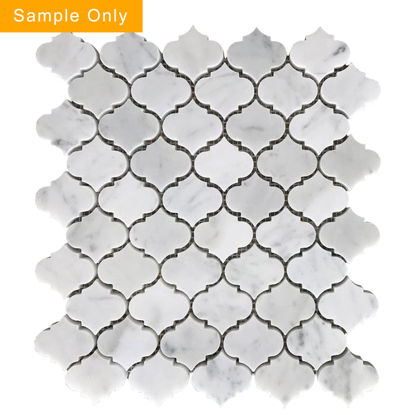 Mini Arabesque Carrara White Waterjet Mosaic Wall Tile - Sample (Product Shown is Full Size)