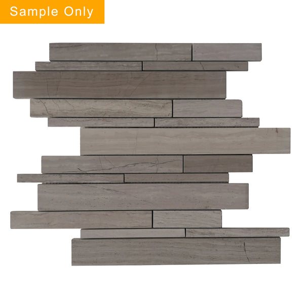 Wooden White Random Strip Honed Marble Mosaic Wall Tile - Sample (Product Shown is Full Size)