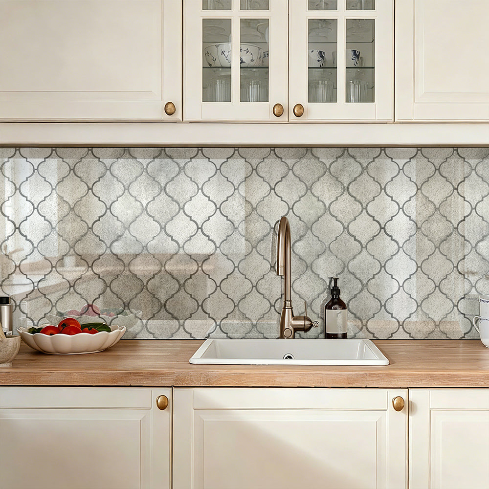 arabesque Lantern Antique Mirror 12-in x 9-in Glass Mosaic Wall Tile( 7.5 sq. ft. /Box )