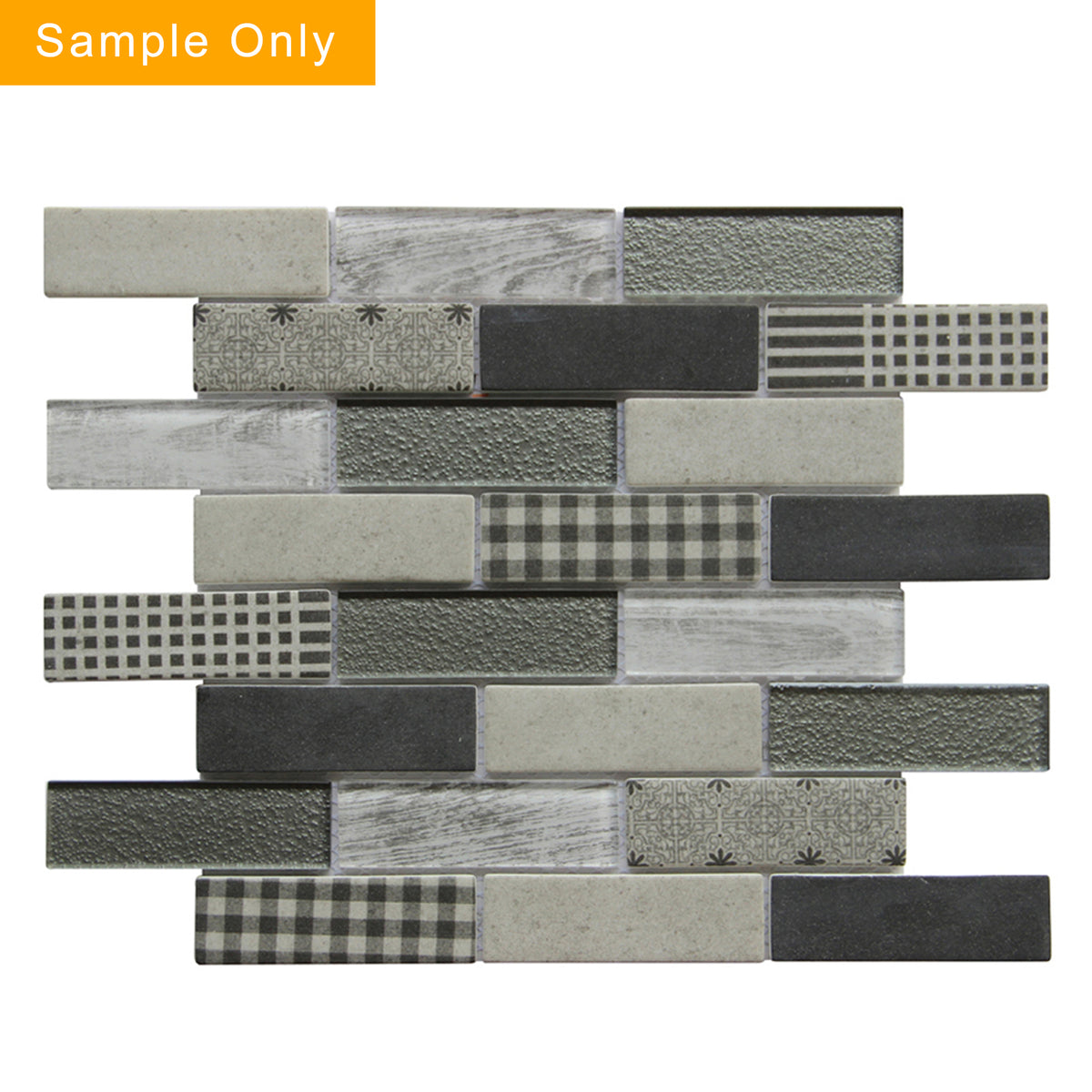 French Gingham Brick Glass Mosaic Wall Tile - Sample (Product Shown is Full Size)