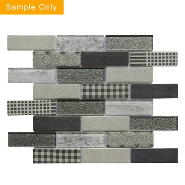 French Gingham Brick Glass Mosaic Wall Tile - Sample (Product Shown is Full Size)