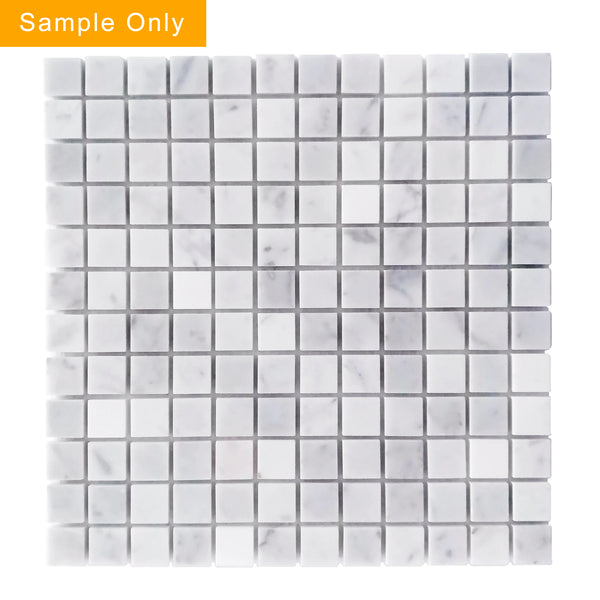 Carrara White Polished Marble Mosaic Floor and Wall Tile - Sample (Product Shown is Full Size)