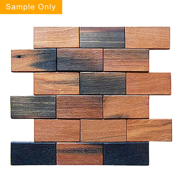 Brick Pattern Antique Wood Mosaic Wall Tile - Sample (Product Shown is Full Size)
