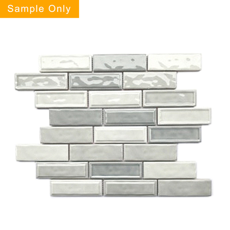 Linear Two Toned Ceramic Mosaic Wall Tile - Sample (Product Shown is Full Size)