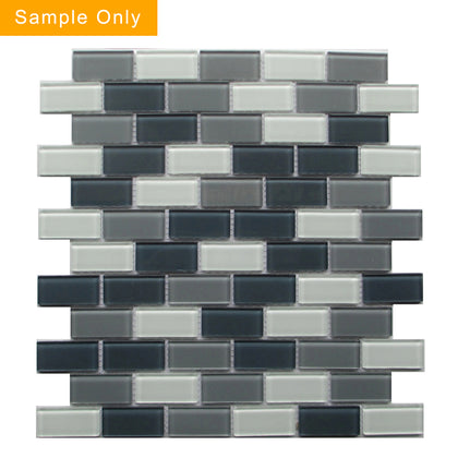 White & Grays Glass Mosaic Wall Tile - Sample (Product Shown is Full Size)