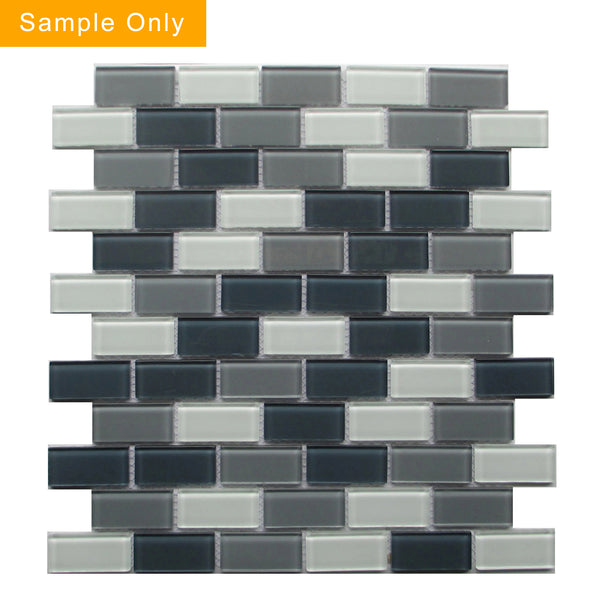 White & Grays Glass Mosaic Wall Tile - Sample (Product Shown is Full Size)