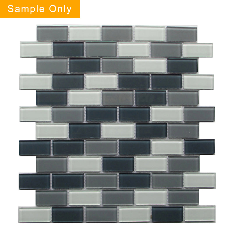 White & Grays Glass Mosaic Wall Tile - Sample (Product Shown is Full Size)